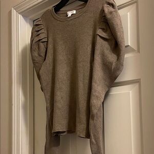 Brown Puff Sleeve Sweater